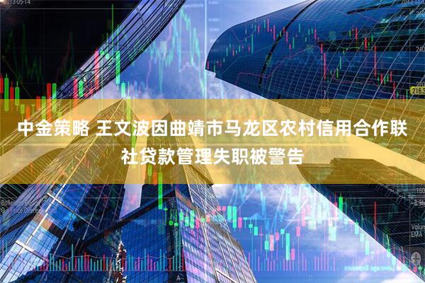 中金策略 王文波因曲靖市马龙区农村信用合作联社贷款管理失职被警告